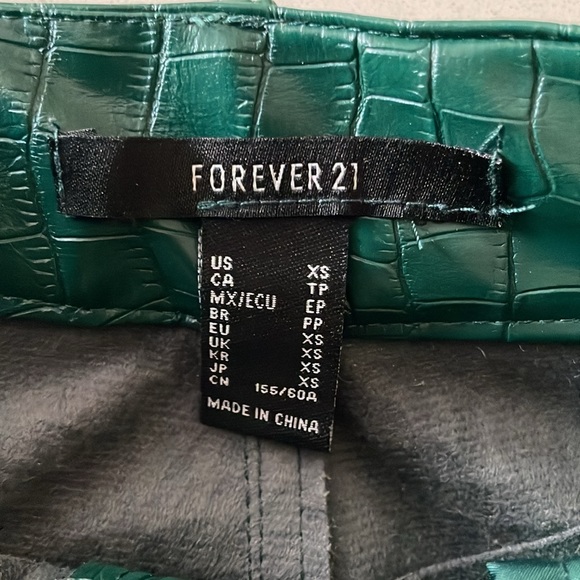 Forever 21 Women Faux Croc Bootcut Pants - Emerald Green XS - Picture 9 of 14